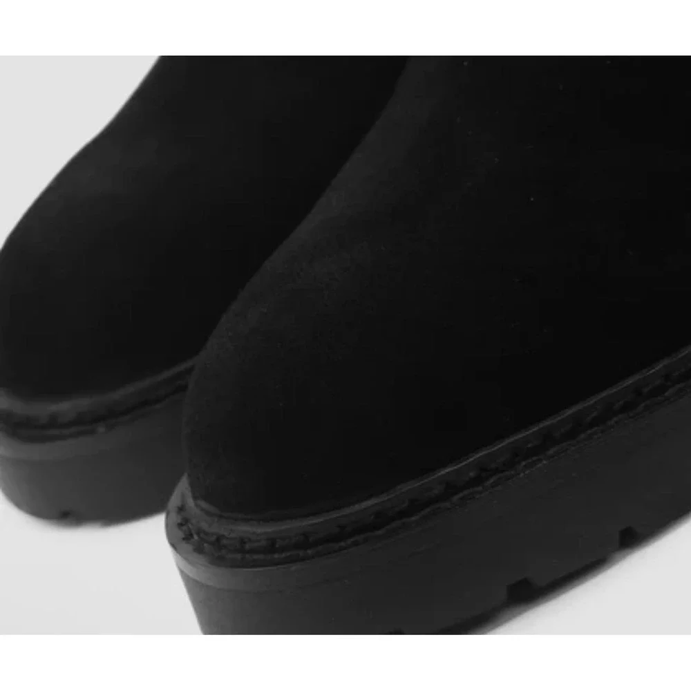 Saint Morta Mens 11 Suede Chelsea Boots Black Lug Sole Ankle Streetwear Pull‎ On